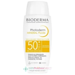 Bioderma Photoderm Mineral Fluide SPF50+ - Non Parfumé - Peaux Allergiques Aux Filtres Chimiques 75g