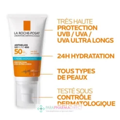 LA ROCHE-POSAY La Roche Posay Anthelios UVmune 400 - SPF50+ - Crème Hydratante - Sans Parfum 50ml 9 LA ROCHE-POSAY La Roche Posay Anthelios UVmune 400 - SPF50+ - Crème Hydratante - Sans Parfum 50ml -Mekup Skincare Magasin la roche posay anthelios uvmune 400 creme sans parfum la roche posay protection visage 4 64c25443bda9f