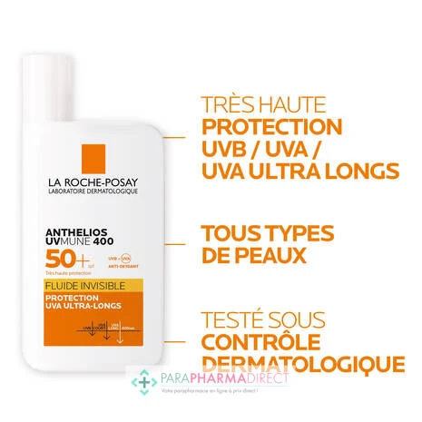 LA ROCHE-POSAY La Roche Posay Anthelios UVmune 400 - SPF50+ - Fluide Invisible - Avec Parfum 50ml 4 LA ROCHE-POSAY La Roche Posay Anthelios UVmune 400 - SPF50+ - Fluide Invisible - Avec Parfum 50ml – Image 4