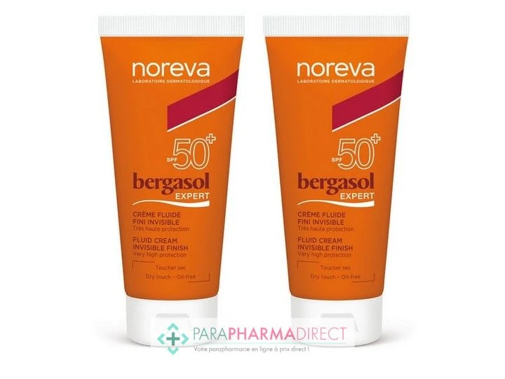 Noreva Bergasol Expert SPF50+ Crème Fluide Fini Invisible 2x50ml 1 Noreva Bergasol Expert SPF50+ Crème Fluide Fini Invisible 2x50ml