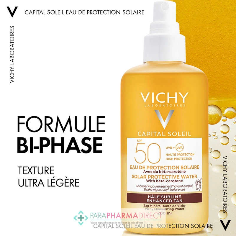 Vichy Capital Soleil SPF50 Eau De Protection Solaire Hâle Sublimé 200ml 2 Vichy Capital Soleil SPF50 Eau De Protection Solaire Hâle Sublimé 200ml – Image 2