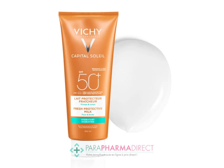 Vichy Capital Soleil SPF50+ Lait Hydratant Fraîcheur 300ml 1 Vichy Capital Soleil SPF50+ Lait Hydratant Fraîcheur 300ml