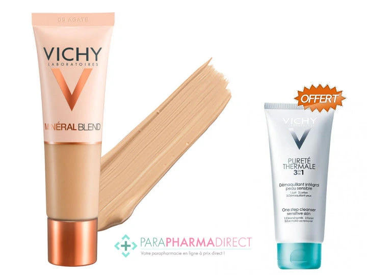 Vichy MineralBlend Fond De Teint Hydratant Teint Frais Tenue 16H Teinte 09 Agate 30ml + Démaquillant 3en1 100ml OFFERT 1 Vichy MineralBlend Fond De Teint Hydratant Teint Frais Tenue 16H Teinte 09 Agate 30ml + Démaquillant 3en1 100ml OFFERT